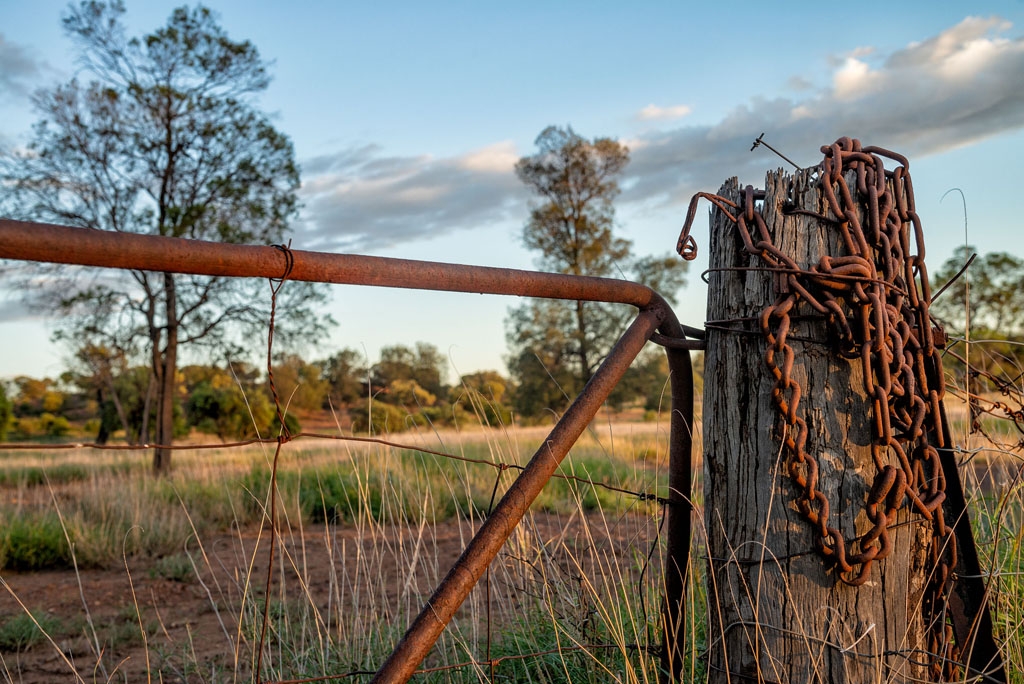 Rusty gate and chain